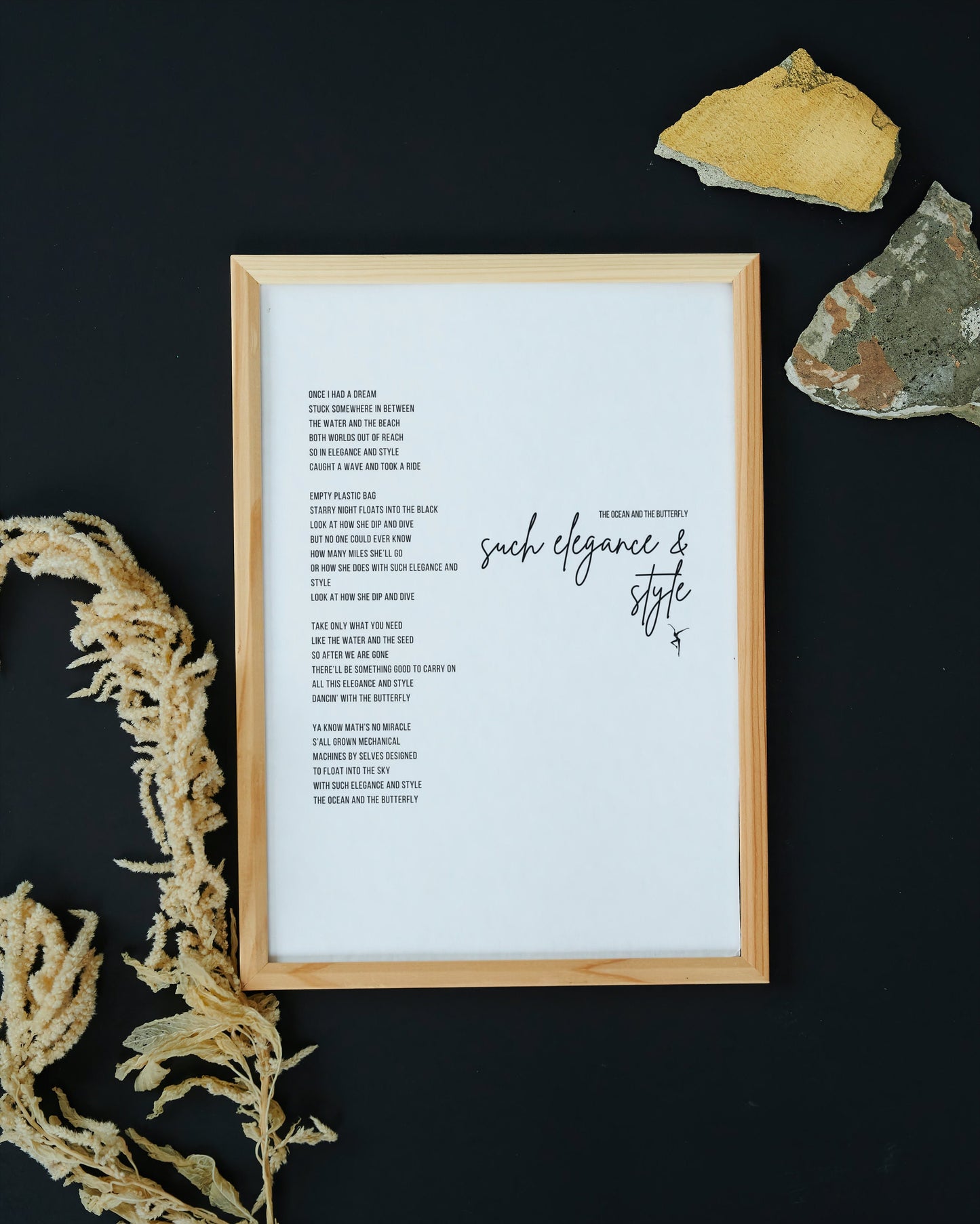 The Ocean and the Butterfly | Dave Matthews Band Full Lyrics | Printable Art | Digital Print at Home | Wall Art | DMB Gift